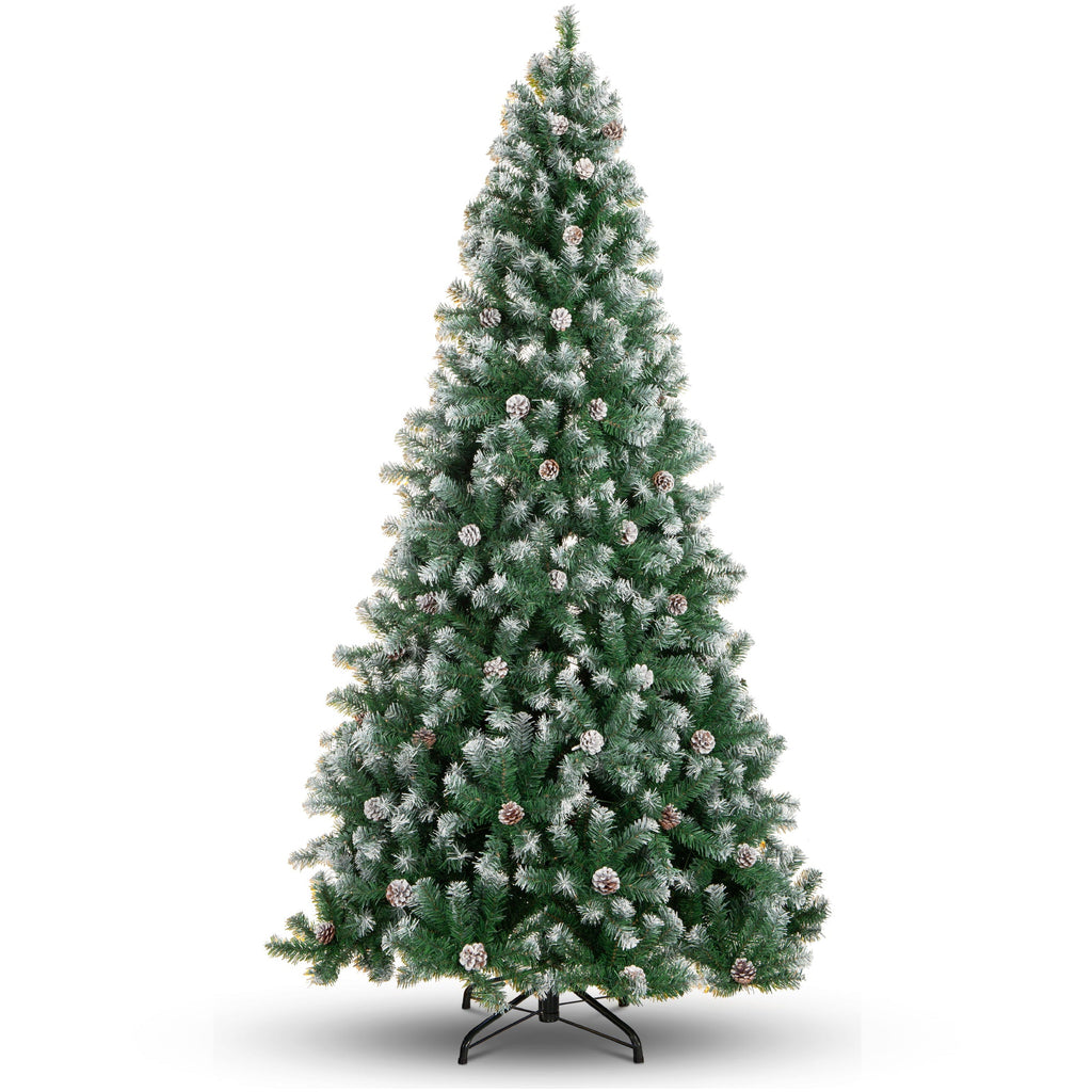 Pre-Decorated Christmas Tree with Pinecones Flocked Branch Tips for indoor and outdoor holiday displays