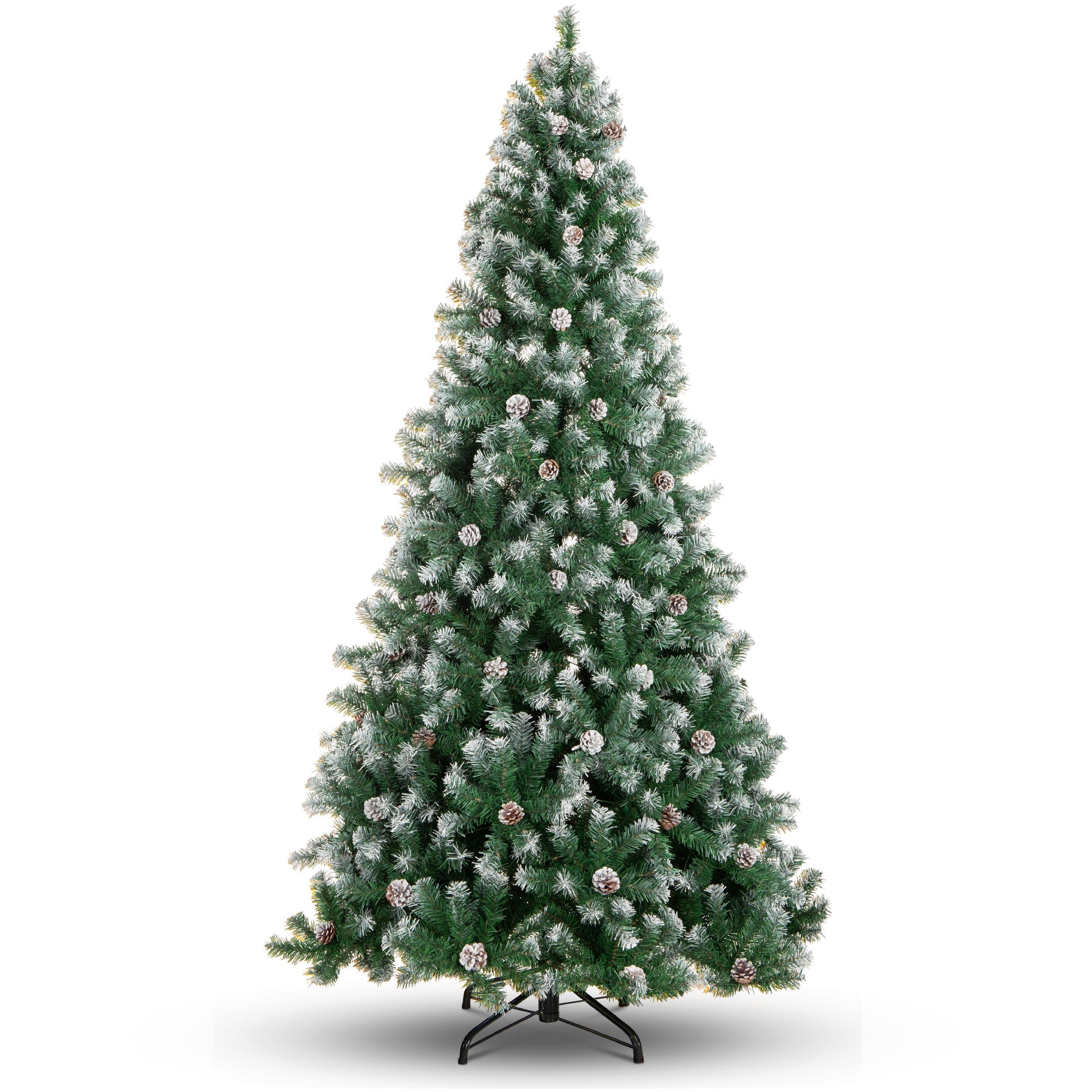 Pre-Decorated Christmas Tree with Pinecones Flocked Branch Tips for indoor and outdoor holiday displays