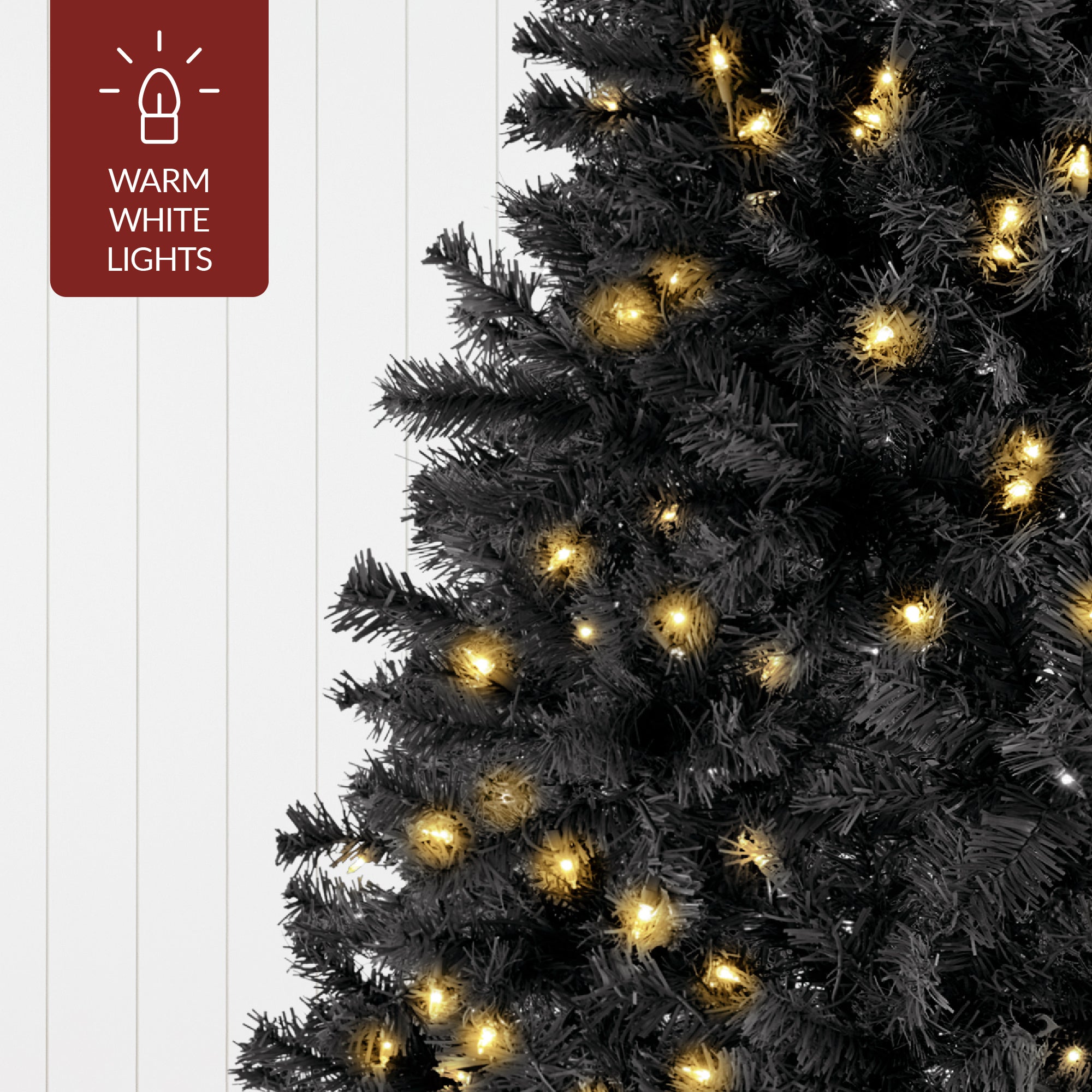 Pre-Lit Artificial Black Christmas Tree with Incandescent Lights Metal Stand for festive seasonal decorating