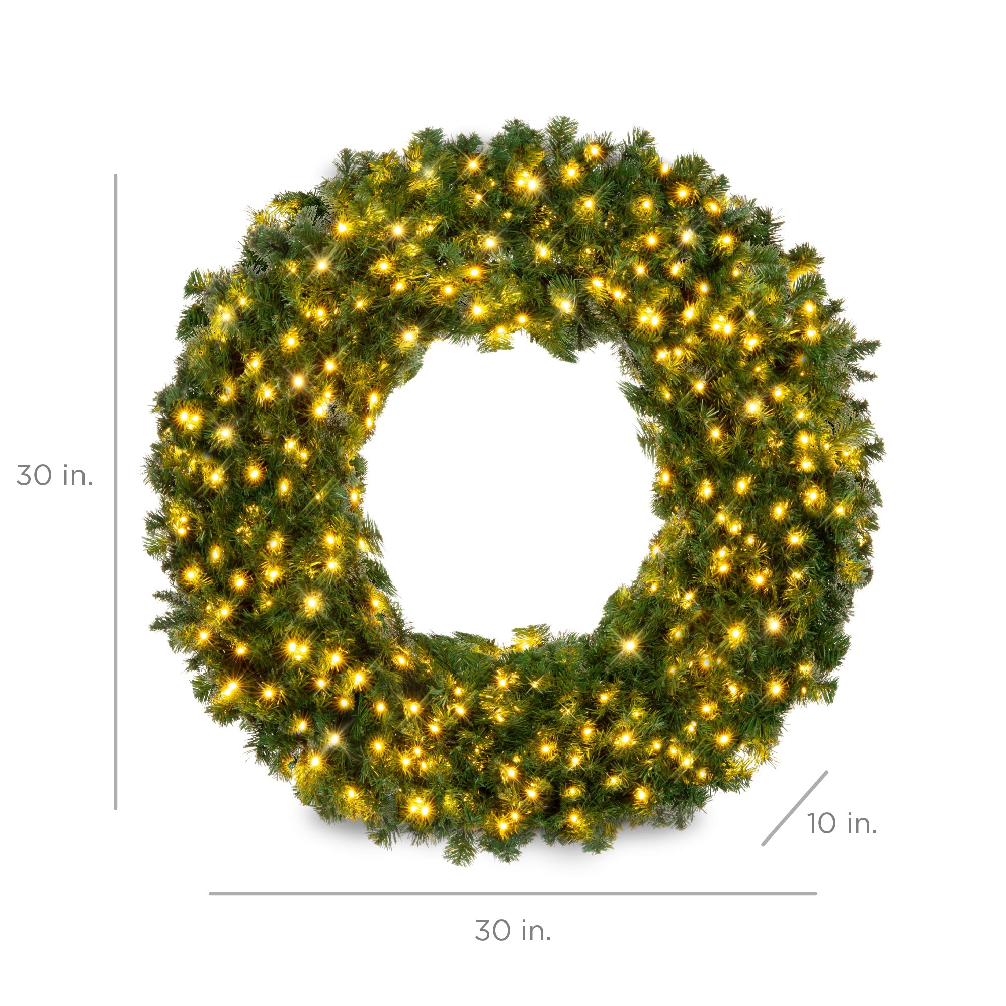 Pre-Lit Artificial Fir Christmas Wreath with LED Lights Plug-In PVC Tips for indoor and outdoor holiday displays