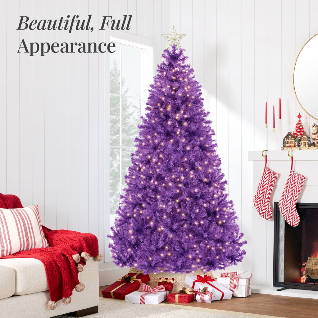 Pre-Lit Artificial Purple Christmas Tree with Incandescent Lights with eye-catching holiday style