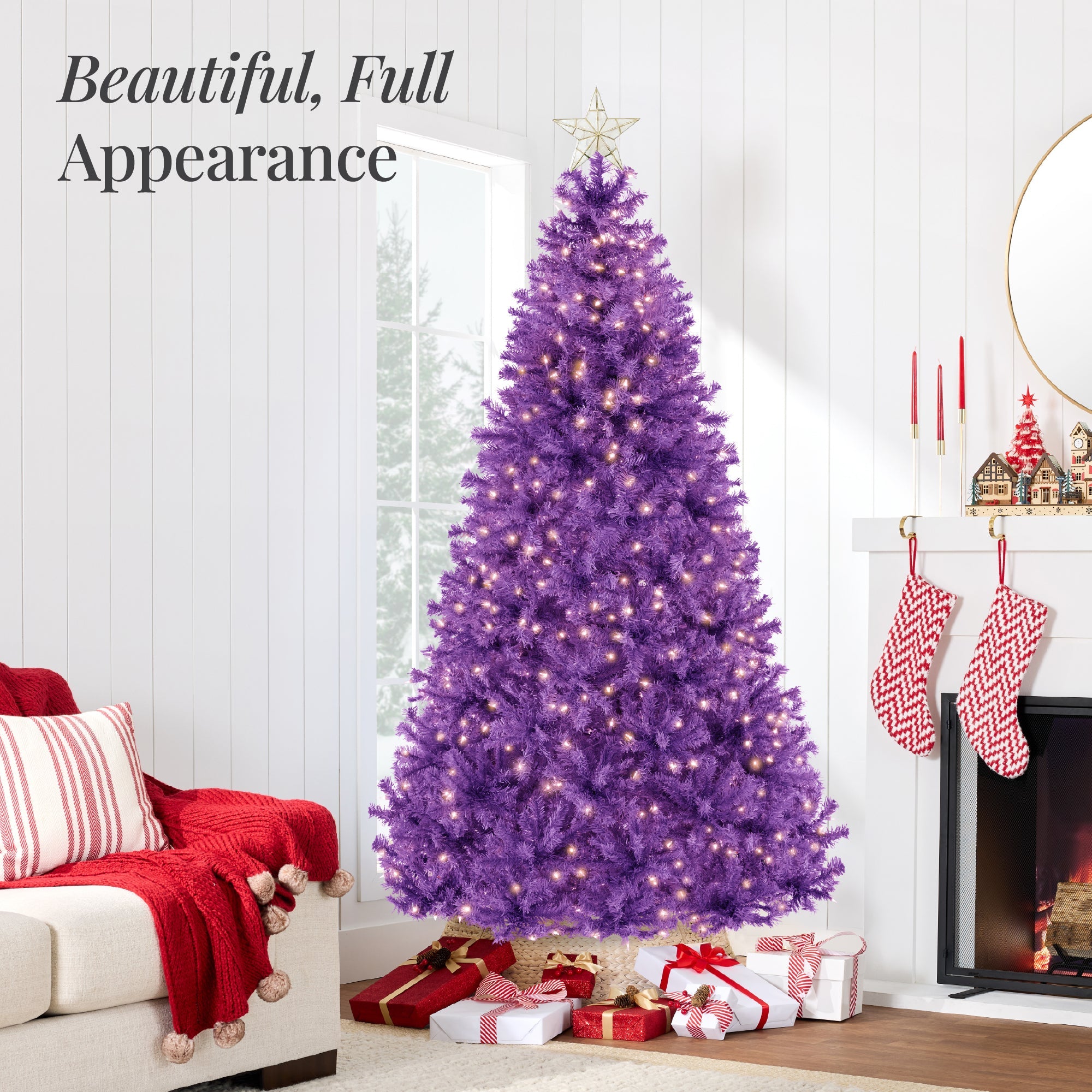 Pre-Lit Artificial Purple Christmas Tree with Incandescent Lights with eye-catching holiday style