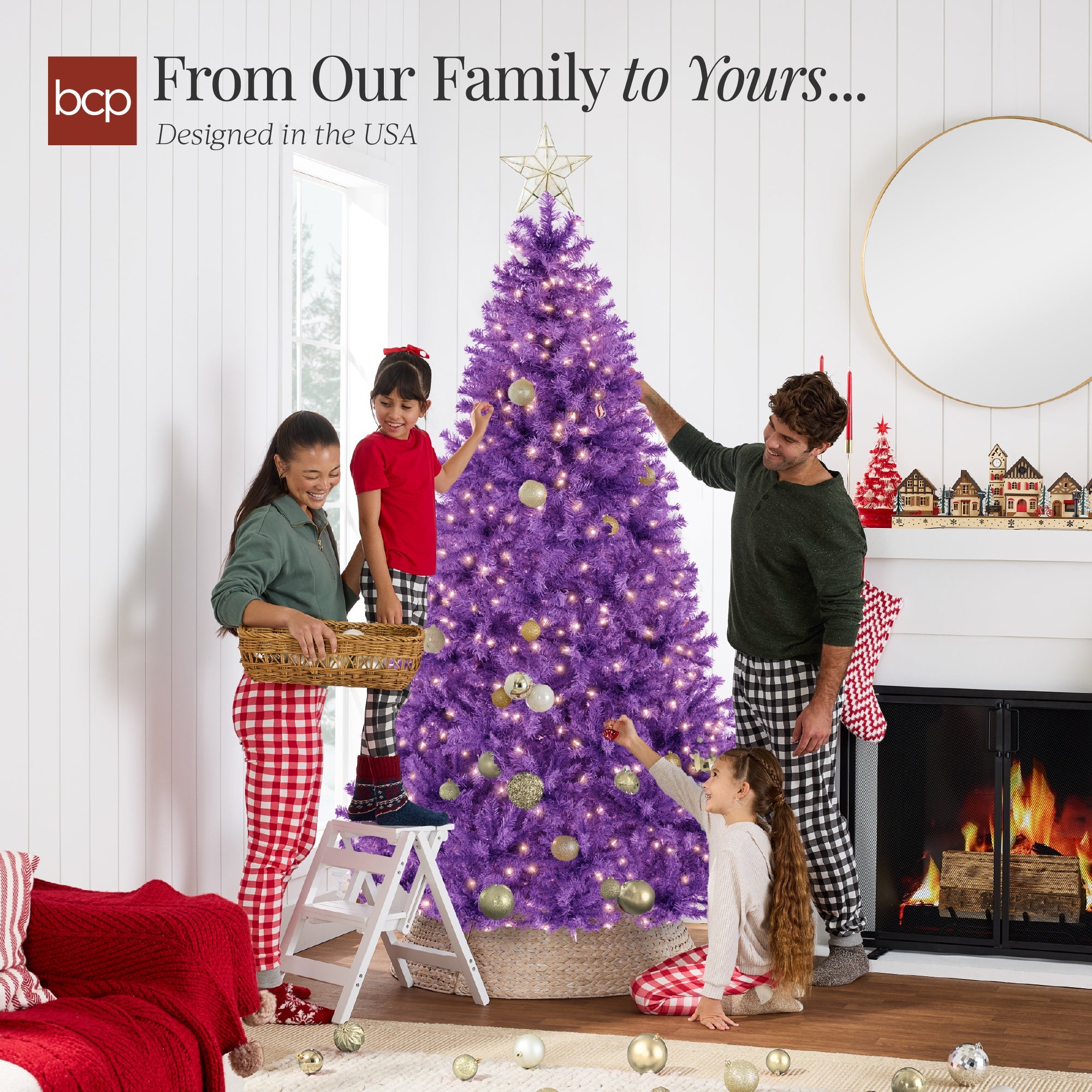 Pre-Lit Artificial Purple Christmas Tree with Incandescent Lights with eye-catching holiday style
