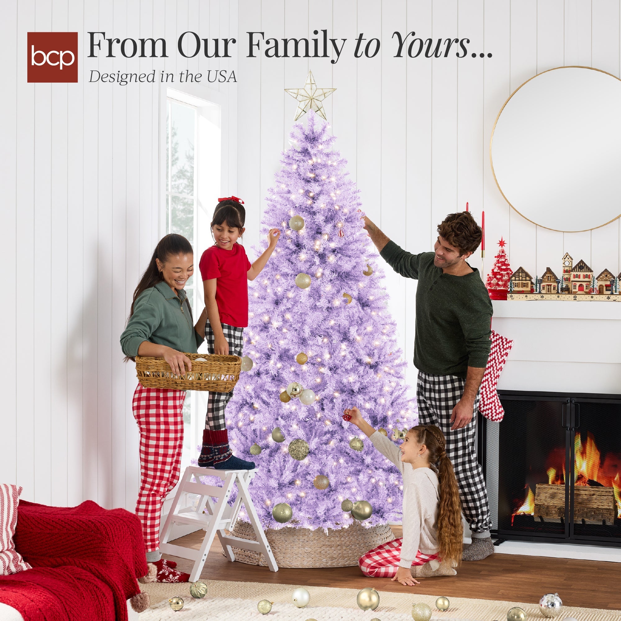Pre-Lit Artificial Lavender Christmas Tree with Incandescent Lights for festive seasonal decorating