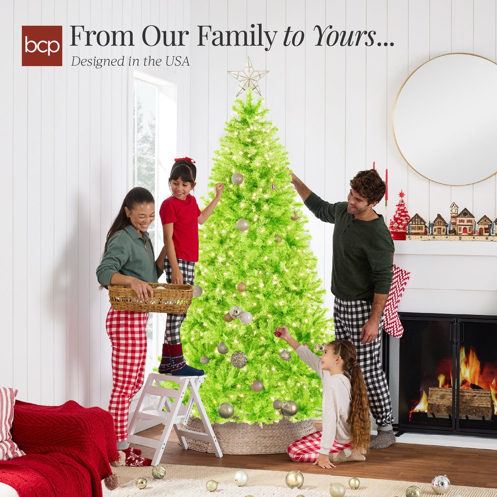 Pre-Lit Artificial Lime Green Christmas Tree with Incandescent Lights with eye-catching holiday style