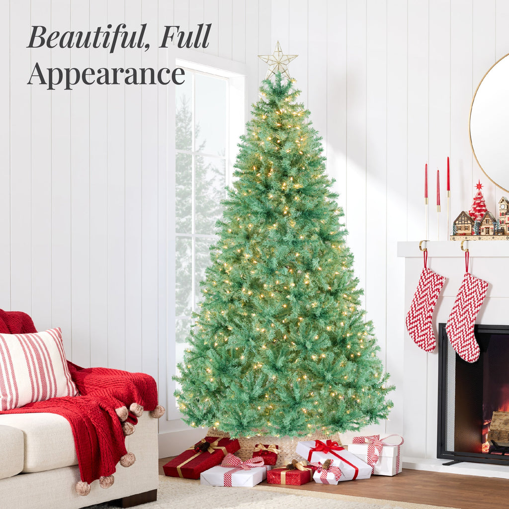 Pre-Lit Artificial Sage Green Christmas Tree with Incandescent Lights for festive seasonal decorating