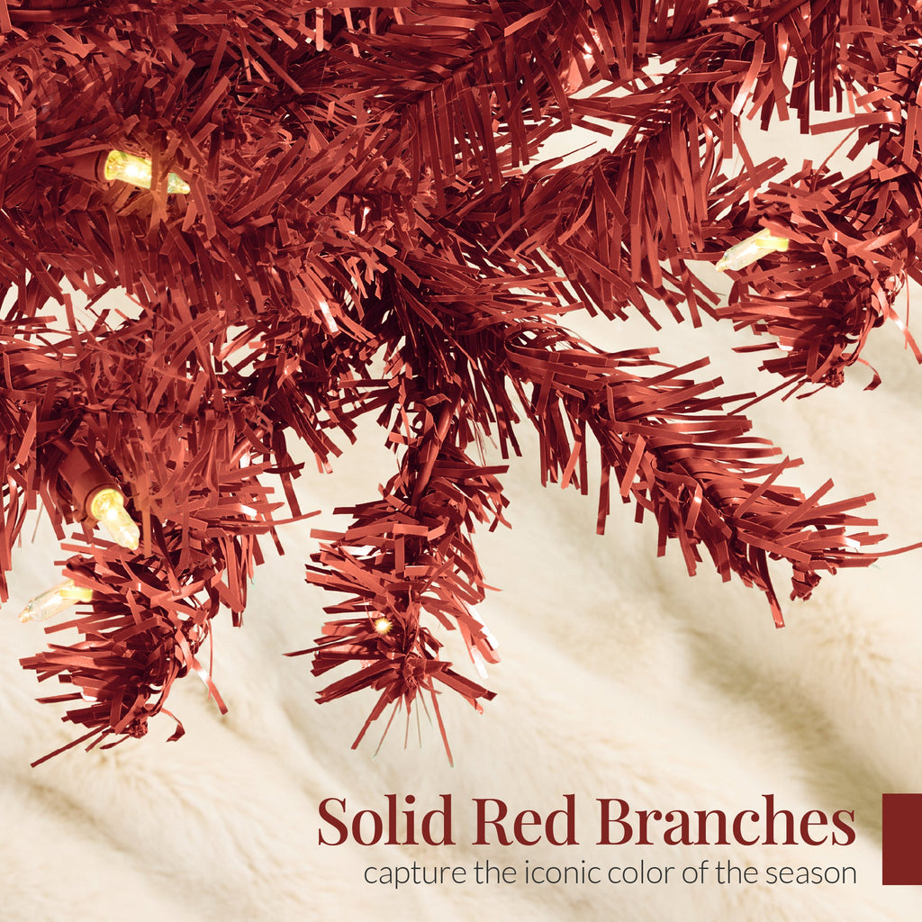 Pre-Lit Artificial Burgundy Christmas Tree with Incandescent Lights with eye-catching holiday style