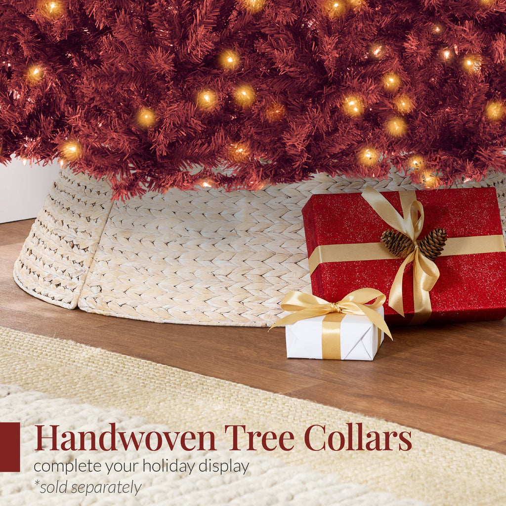 Pre-Lit Artificial Burgundy Christmas Tree with Incandescent Lights with eye-catching holiday style