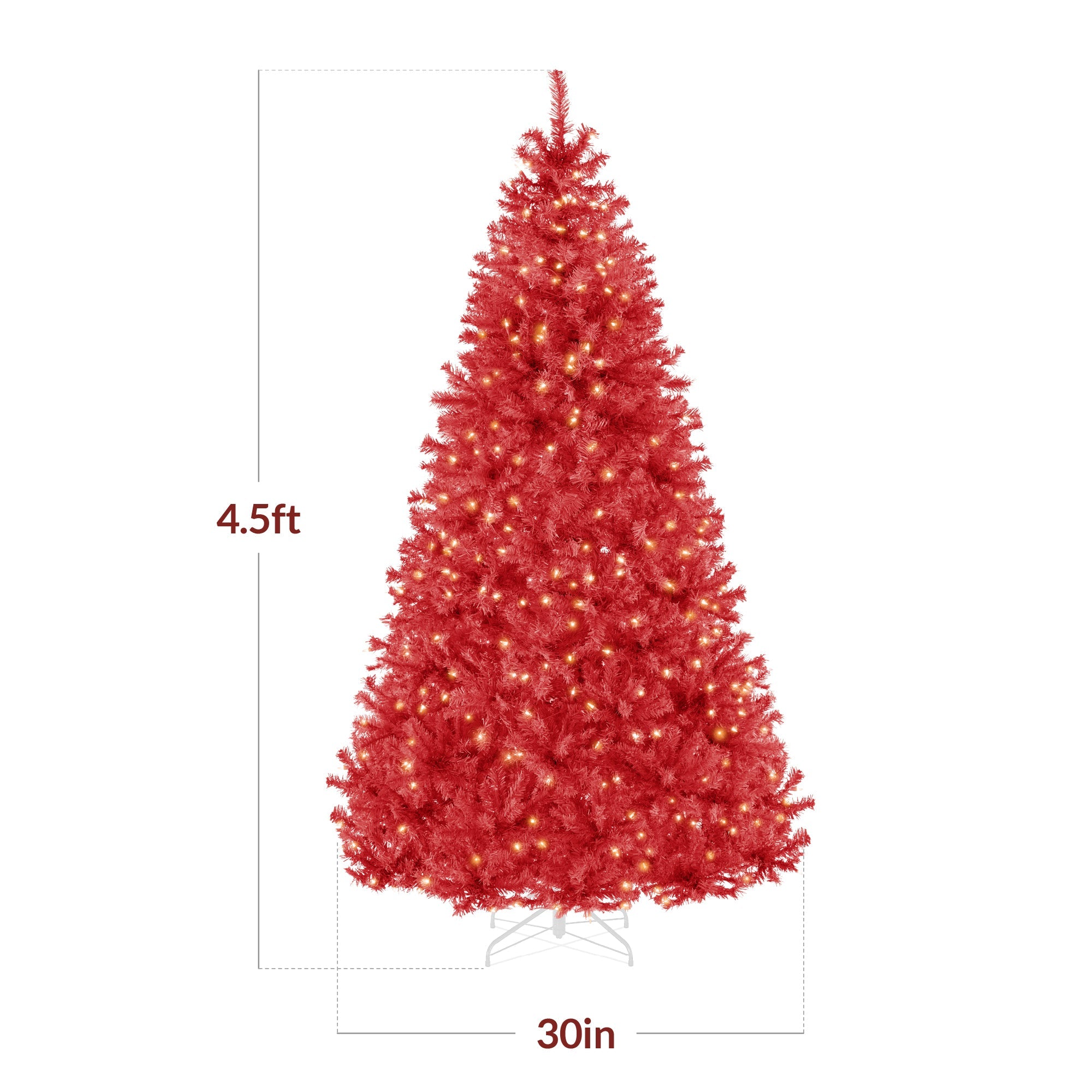 Pre-Lit Artificial Red Christmas Tree with Incandescent Lights for indoor and outdoor holiday displays