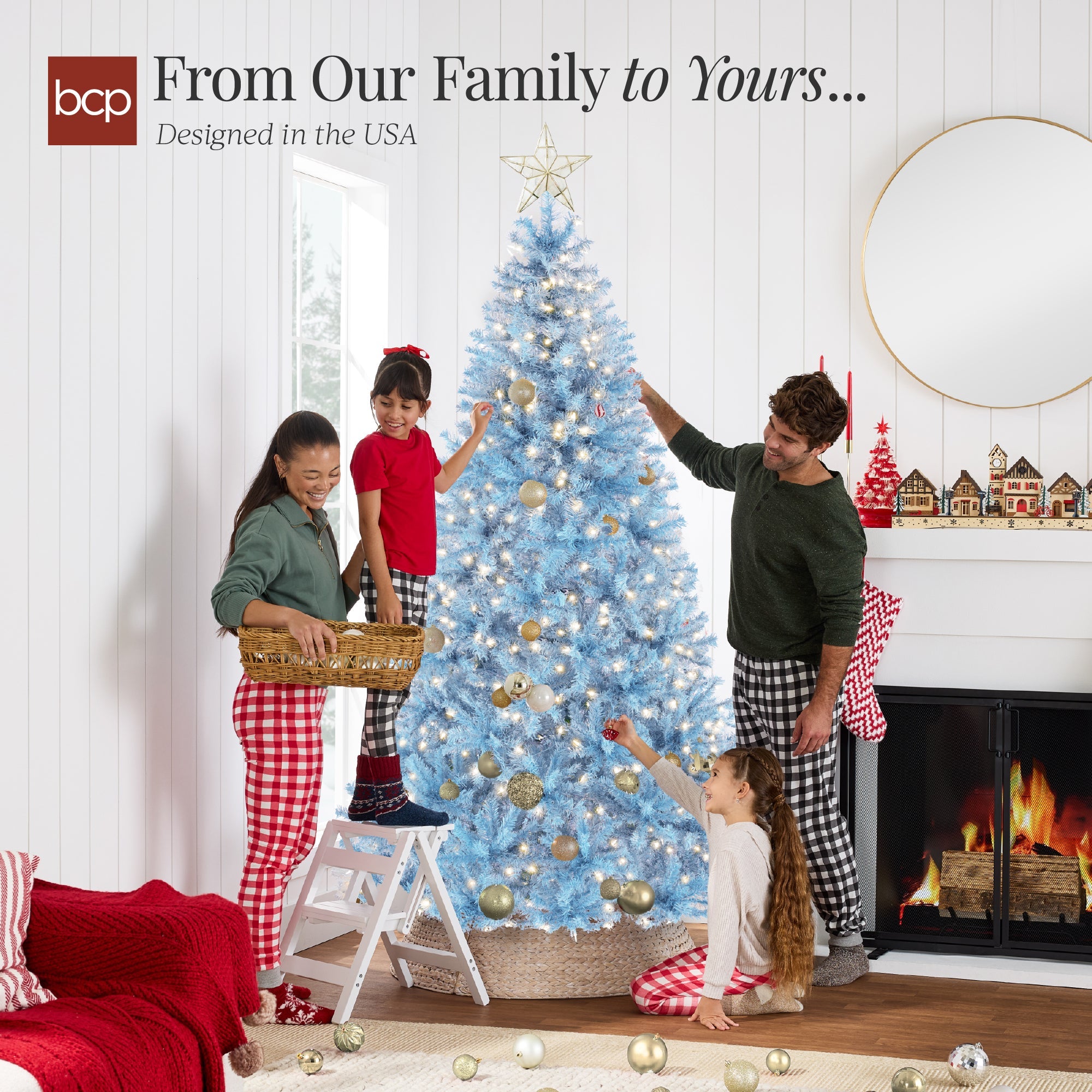 Pre-Lit Artificial Baby Blue Christmas Tree with Incandescent Lights for indoor and outdoor holiday displays