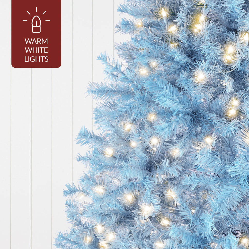Pre-Lit Artificial Baby Blue Christmas Tree with Incandescent Lights for indoor and outdoor holiday displays