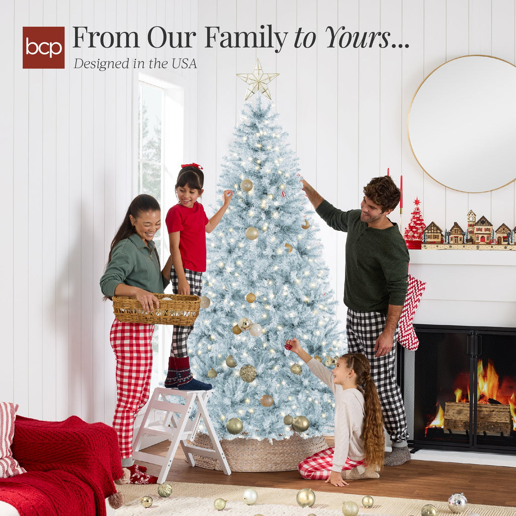 Pre-Lit Artificial Ice Blue Christmas Tree with Incandescent Lights for indoor and outdoor holiday displays