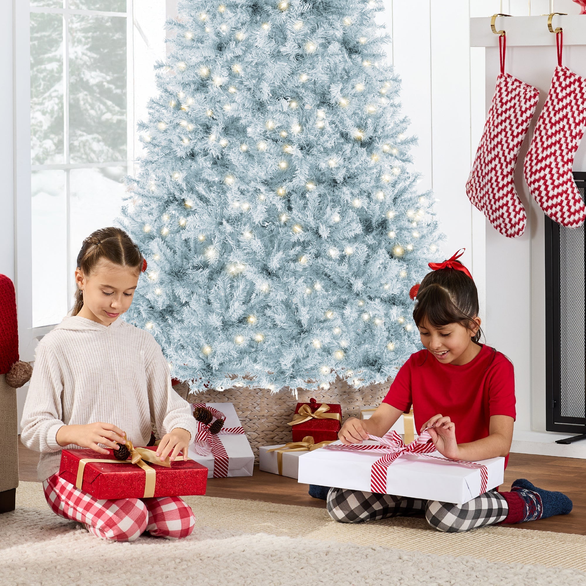 Pre-Lit Artificial Ice Blue Christmas Tree with Incandescent Lights for indoor and outdoor holiday displays