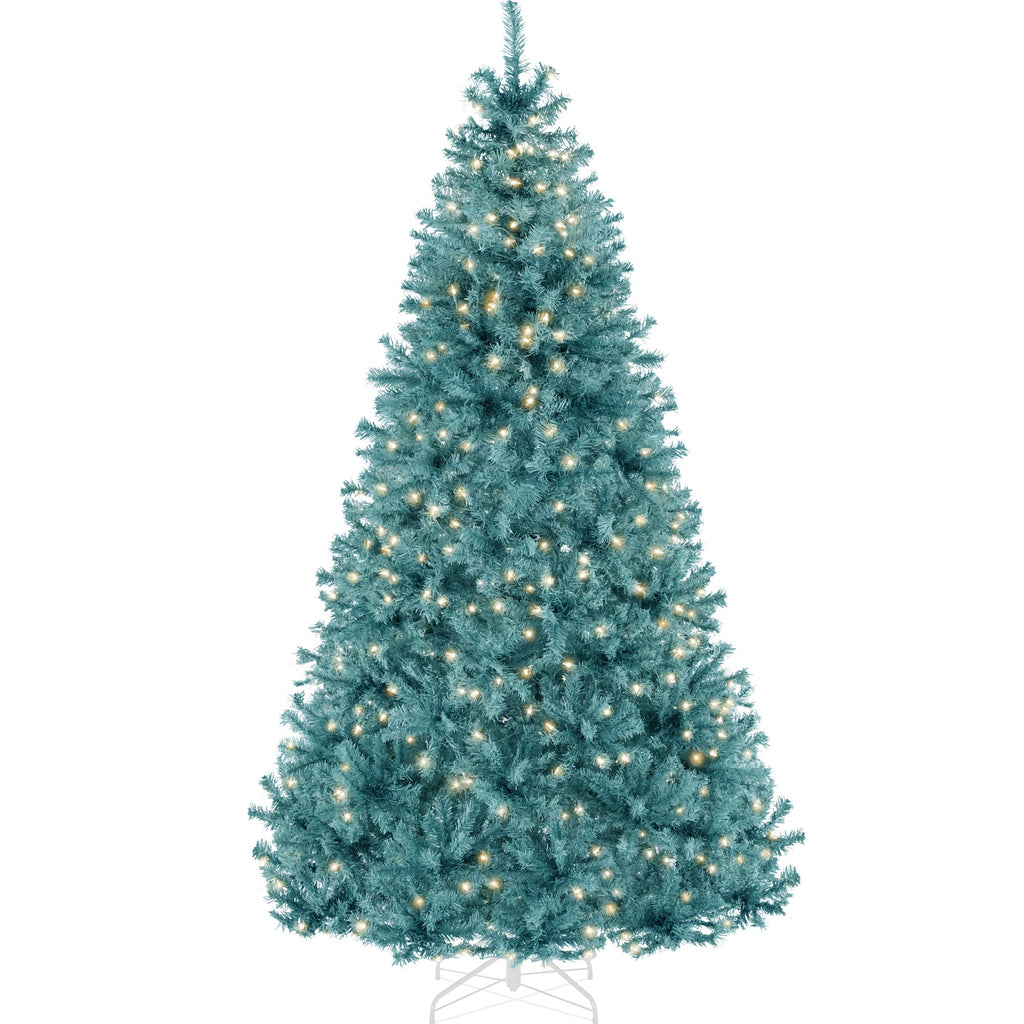 Pre-Lit Artificial Peacock Blue Christmas Tree with Incandescent Lights for indoor and outdoor holiday displays