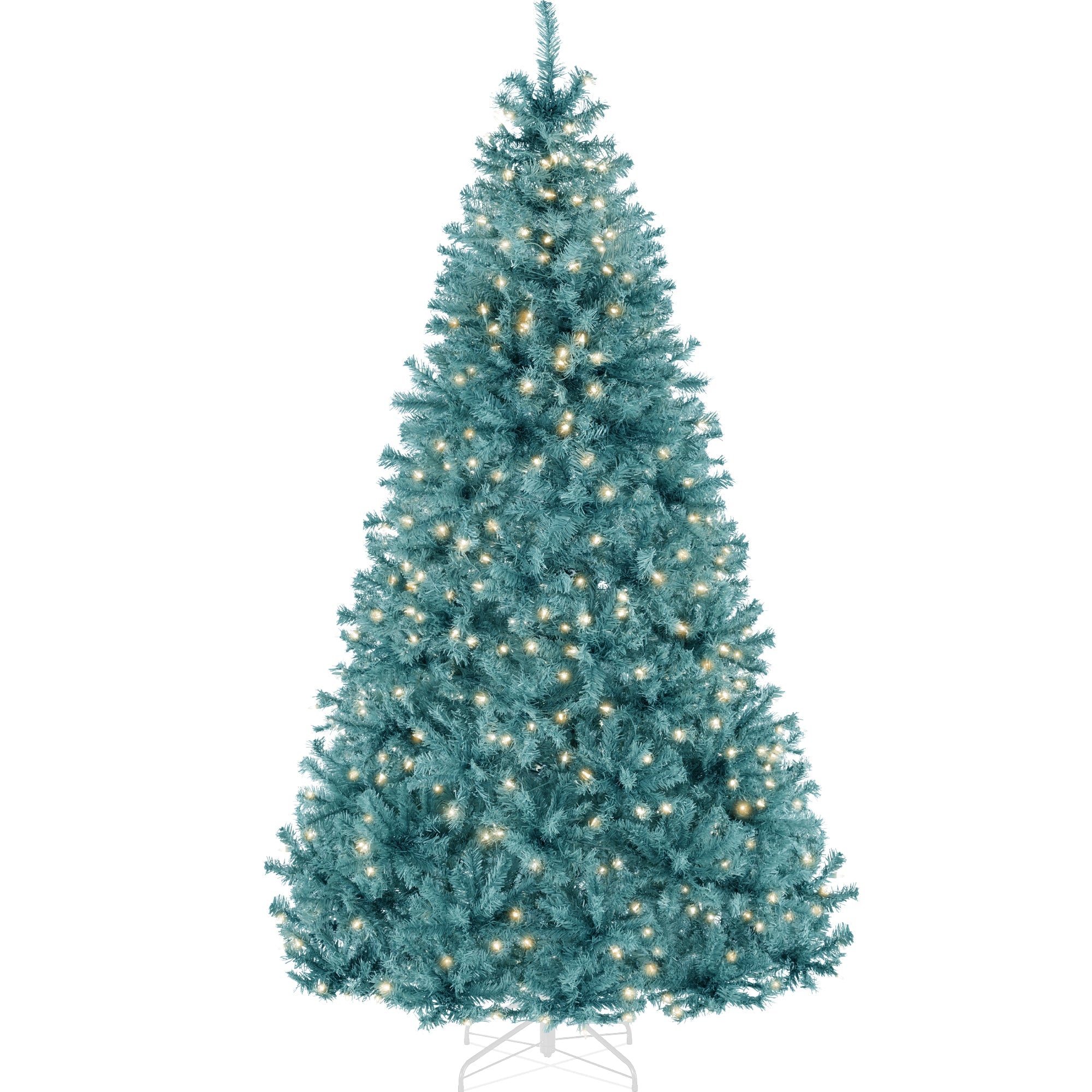 Pre-Lit Artificial Peacock Blue Christmas Tree with Incandescent Lights for indoor and outdoor holiday displays