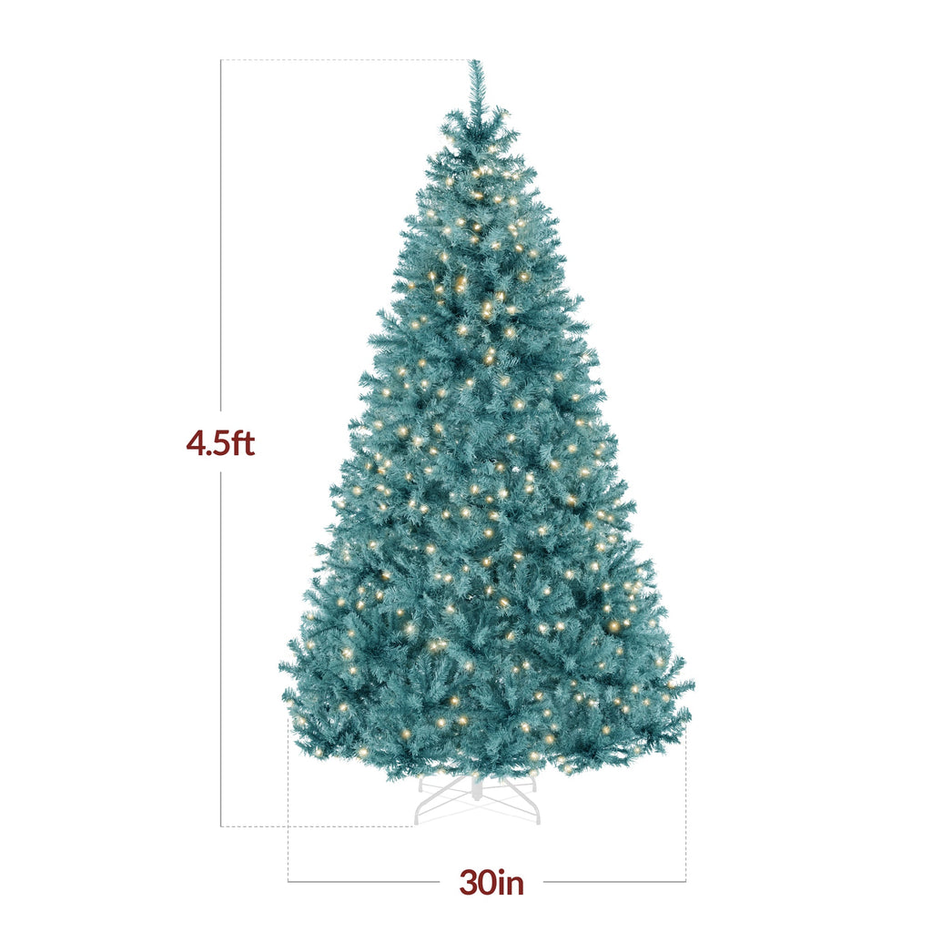 Pre-Lit Artificial Peacock Blue Christmas Tree with Incandescent Lights for indoor and outdoor holiday displays