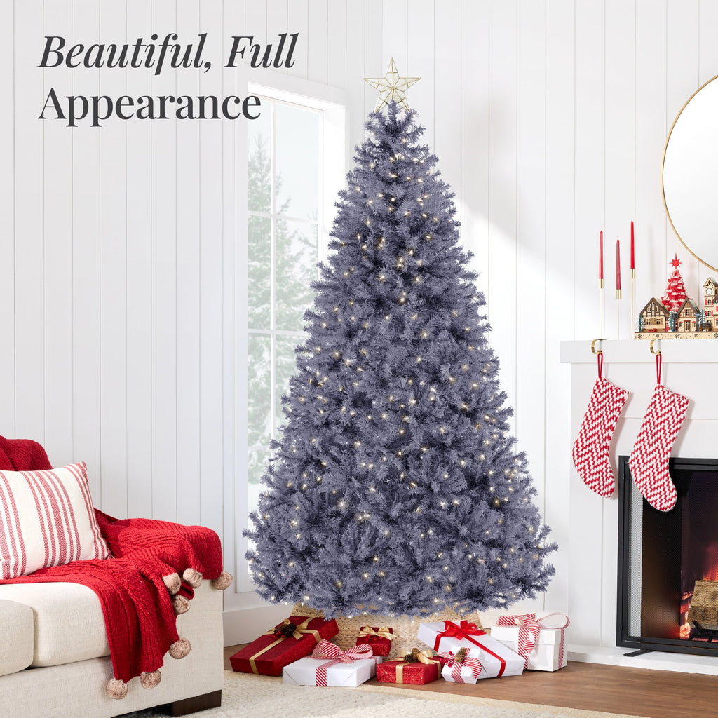 Pre-Lit Artificial Charcoal Gray Christmas Tree with Incandescent Lights for indoor and outdoor holiday displays