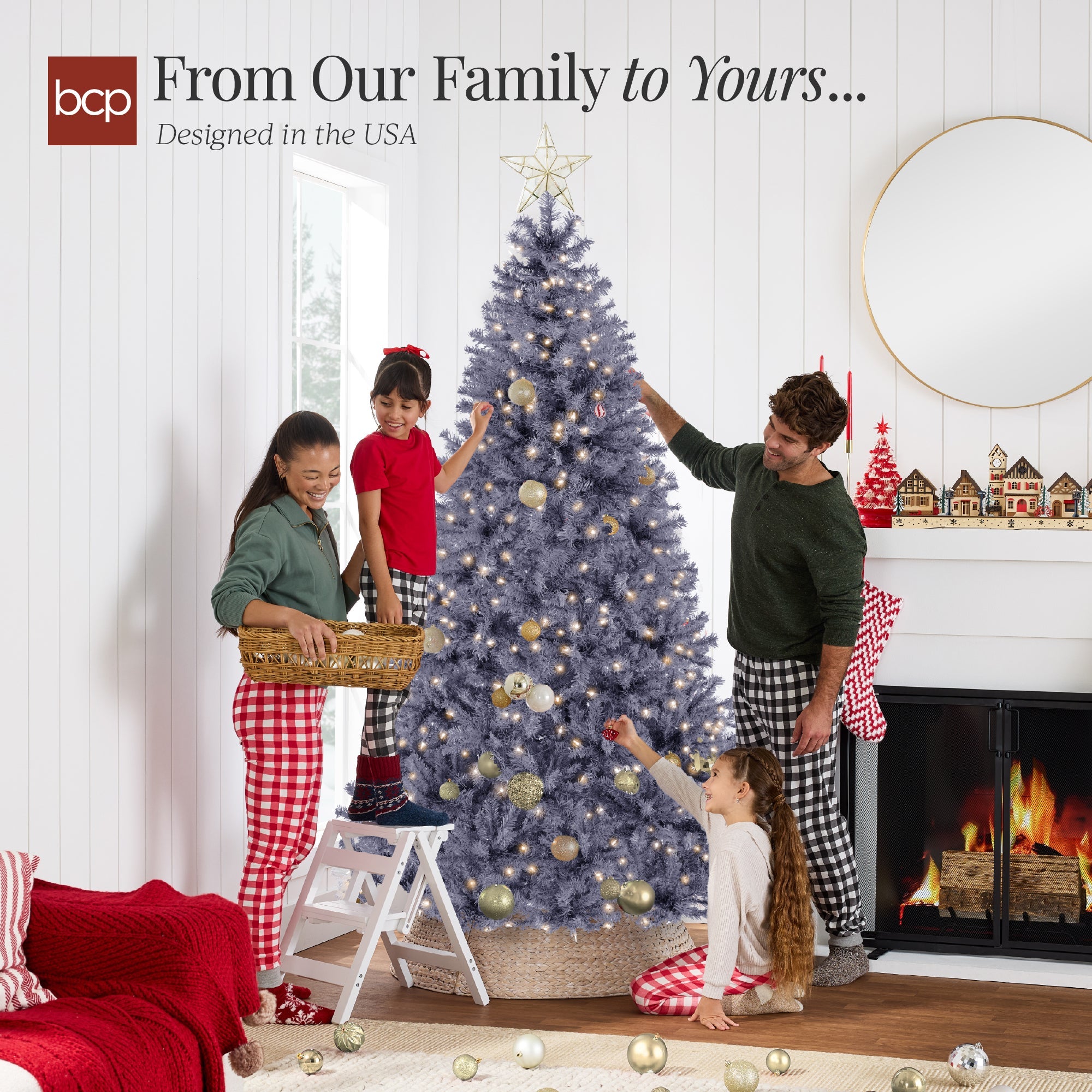 Pre-Lit Artificial Charcoal Gray Christmas Tree with Incandescent Lights for indoor and outdoor holiday displays
