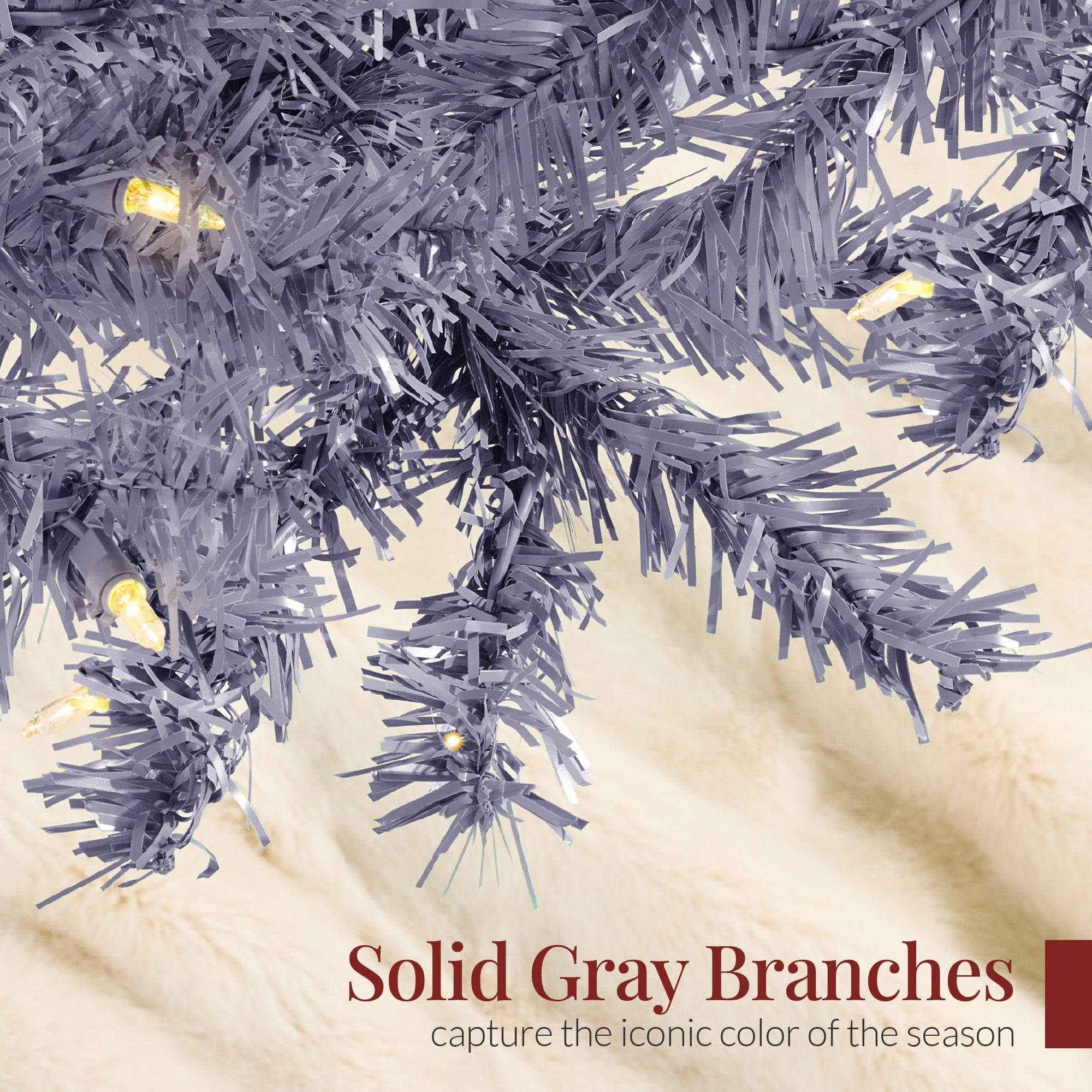 Pre-Lit Artificial Charcoal Gray Christmas Tree with Incandescent Lights for indoor and outdoor holiday displays