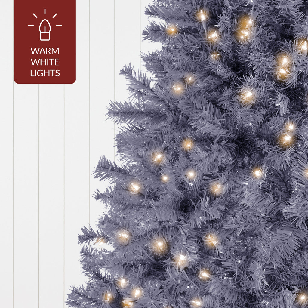 Pre-Lit Artificial Charcoal Gray Christmas Tree with Incandescent Lights for indoor and outdoor holiday displays
