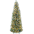 Pre-Lit Artificial Frosted Scotch Pine Pencil Christmas Tree with Metal Stand for festive seasonal decorating