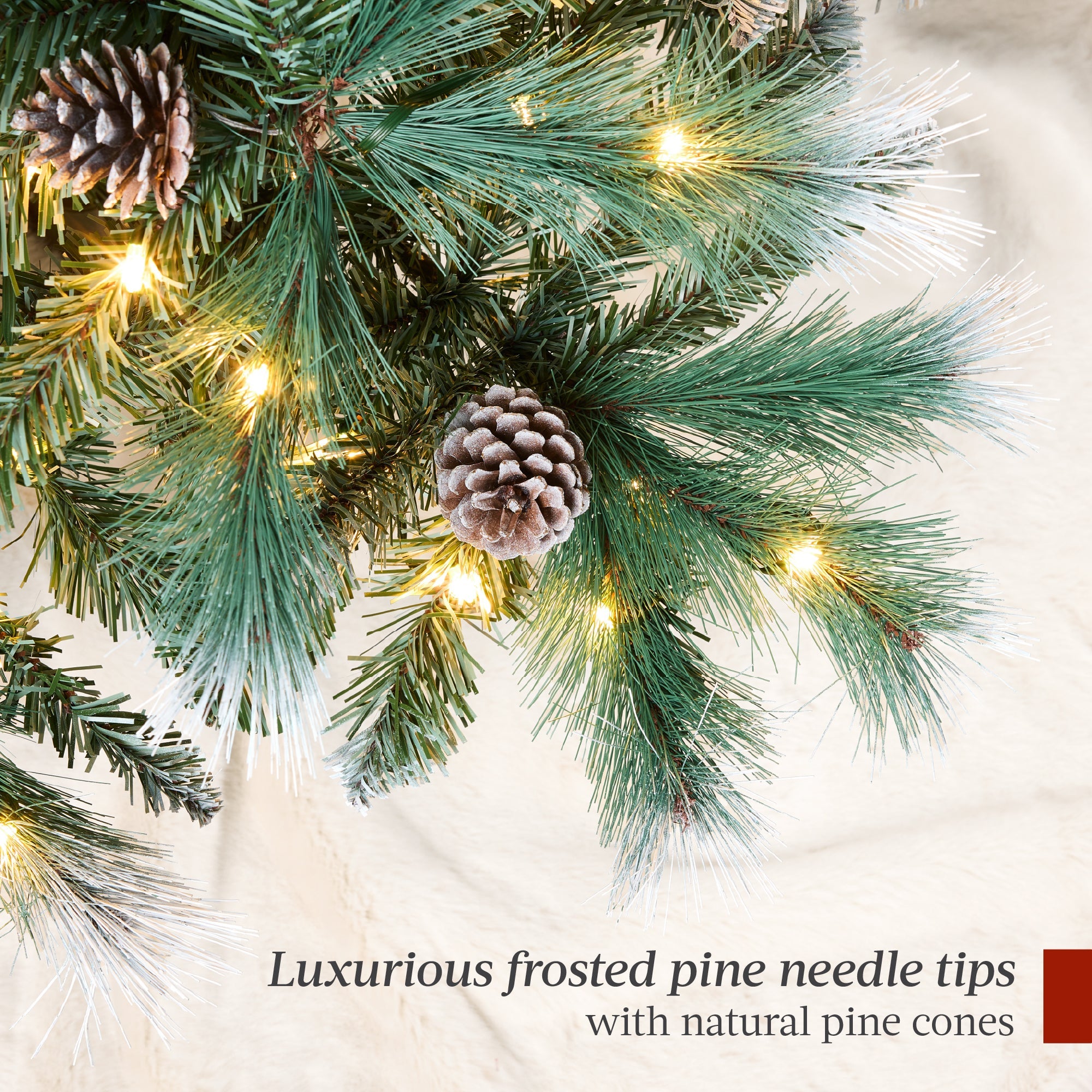 Pre-Lit Artificial Frosted Scotch Pine Pencil Christmas Tree with Metal Stand for festive seasonal decorating
