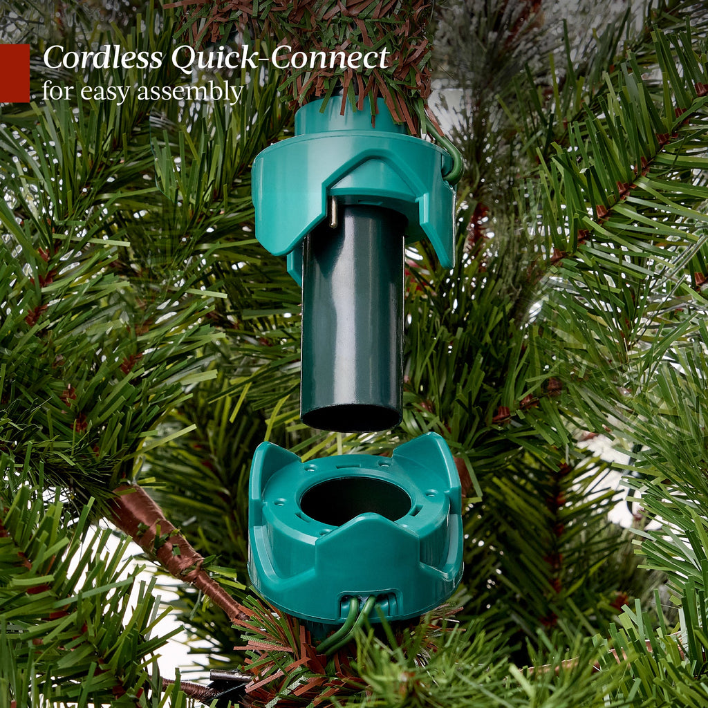 Pre-Lit Artificial Frosted Scotch Pine Pencil Christmas Tree with Metal Stand for festive seasonal decorating