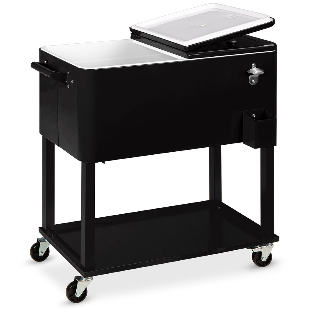 Portable Rolling Cooler Cart with Bottle Opener Catch Tray - 80qt with practical style for home spaces