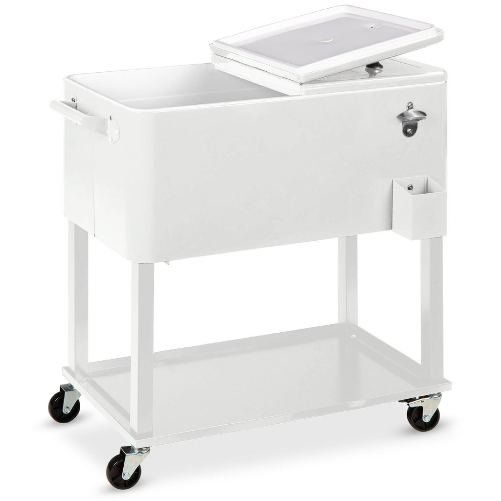 Portable Rolling Cooler Cart with Bottle Opener Catch Tray - 80qt with practical style for home spaces