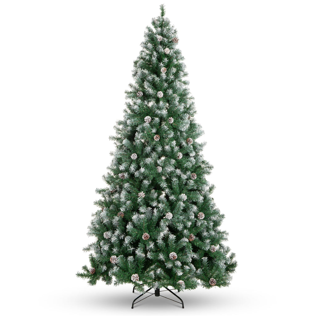 Pre-Decorated Christmas Tree with Pinecones Flocked Branch Tips for indoor and outdoor holiday displays