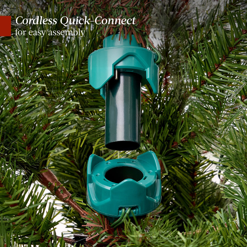 Pre-Lit Artificial Flocked Slim Aspen Noble Fir Christmas Tree with Stand for indoor and outdoor holiday displays