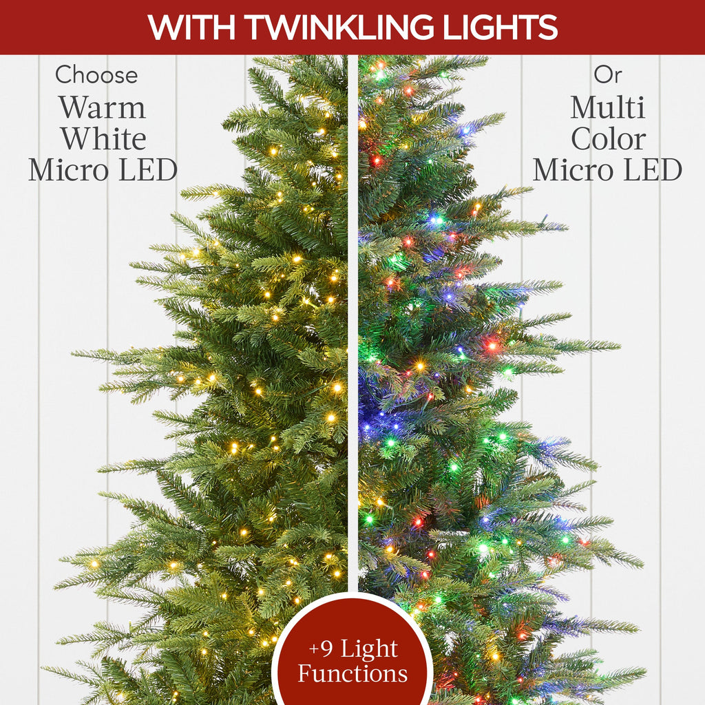 Pre-Lit Artificial Full Aspen Christmas Tree with 2-in-1 Twinkling Micro LEDs for indoor and outdoor holiday displays