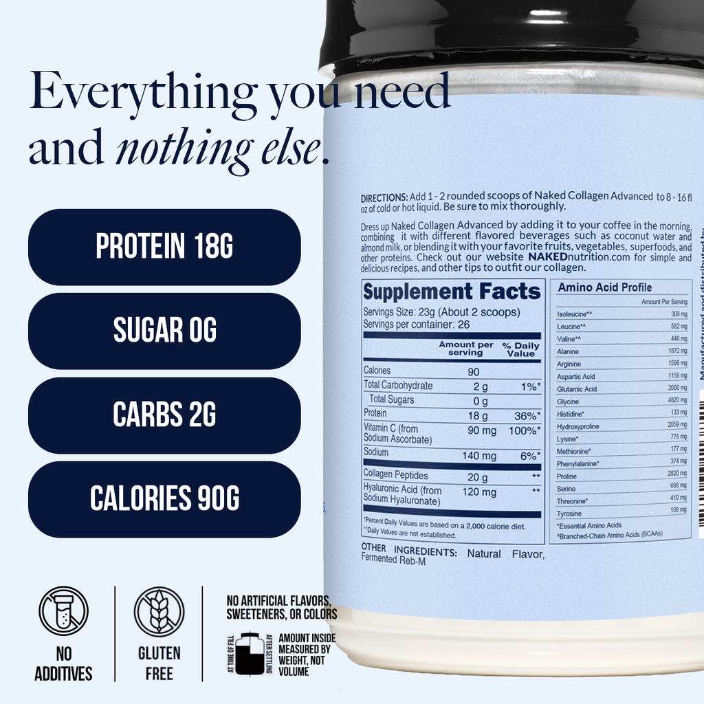 Vanilla Collagen Peptides with Hyaluronic Acid - Vanilla Advanced Collagen Peptides | Everyday Wellness Protein Boost