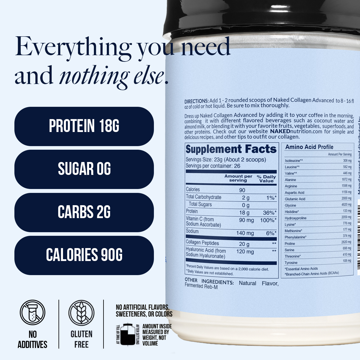Vanilla Collagen Peptides with Hyaluronic Acid - Vanilla Advanced Collagen Peptides | Everyday Wellness Protein Boost