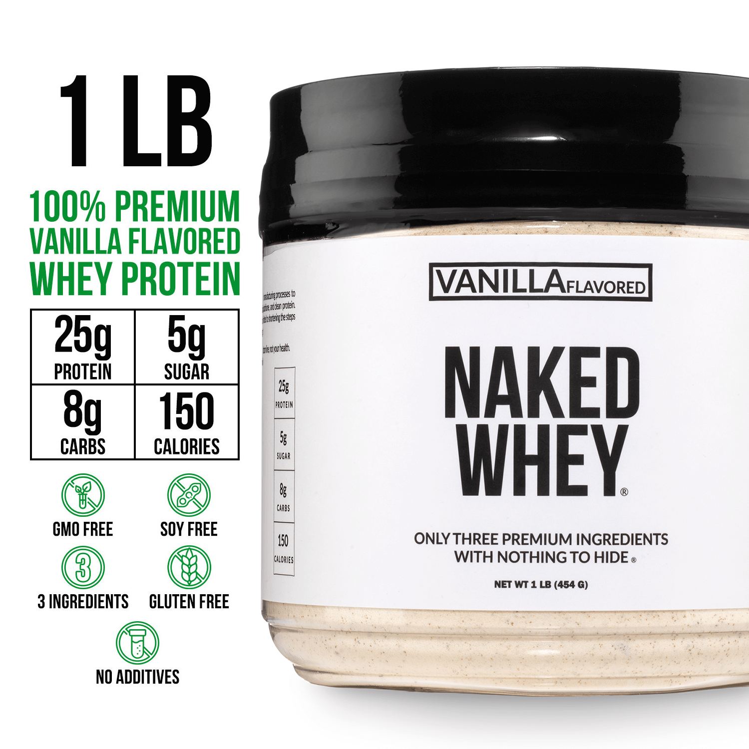 Vanilla Whey Protein Powder 1lb - Vanilla | Minimal Ingredient Fitness Fuel