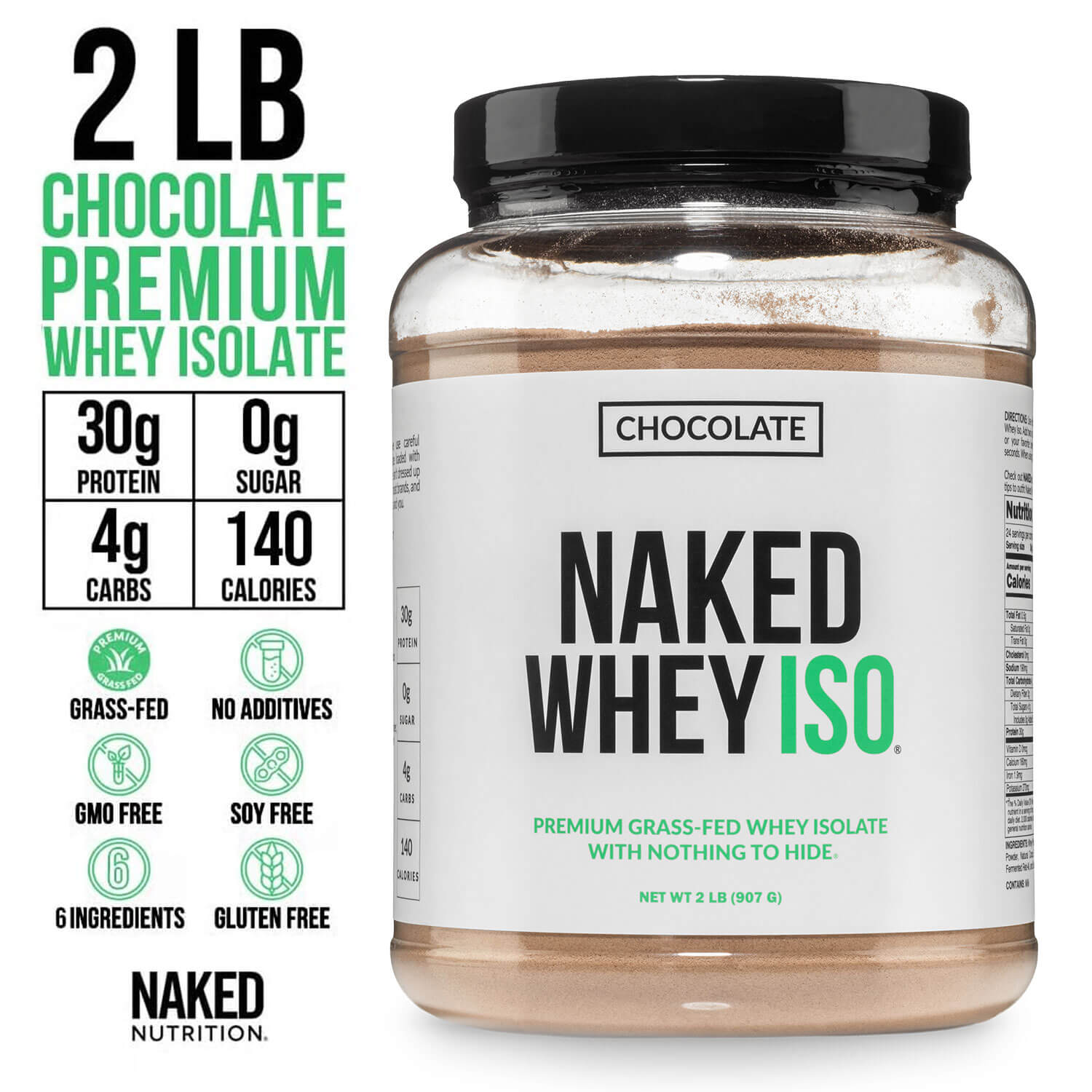 Chocolate Grass-Fed Whey Isolate Protein Powder - Chocolate | Minimal Ingredient Fitness Fuel