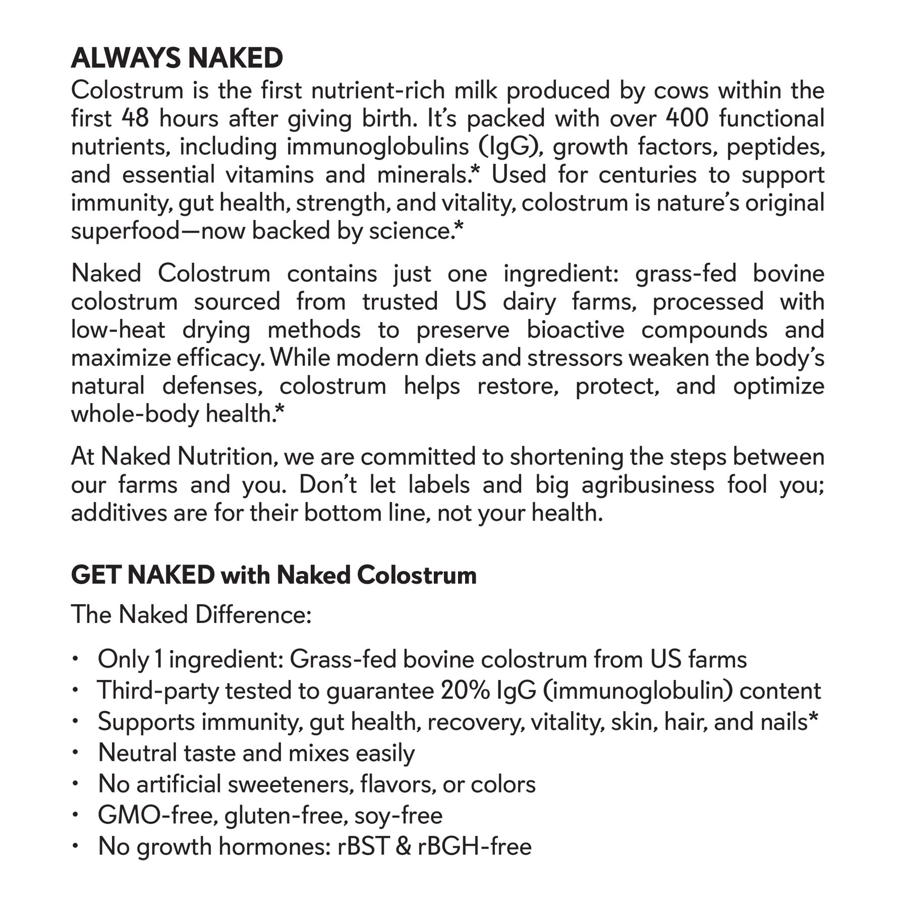 Grass-Fed Colostrum Powder - Colostrum Powder | Minimal Ingredient Daily Fuel