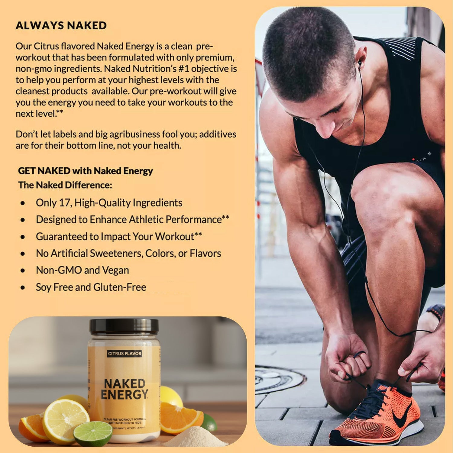 Citrus Pre Workout Supplement - Citrus | Clean Fuel Before Workouts