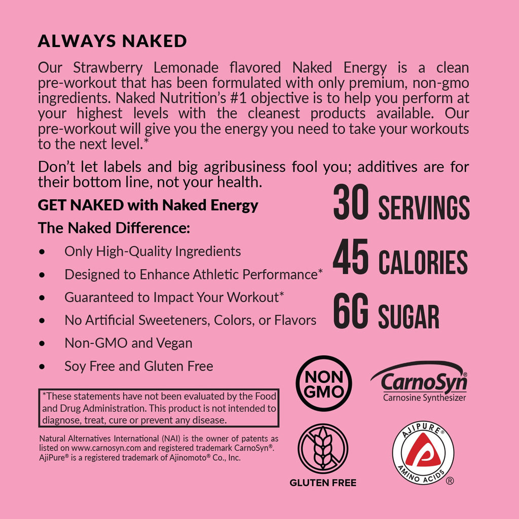 Strawberry Lemonade Pre Workout Supplement - Strawberry Lemonade | Clean Fuel Before Workouts