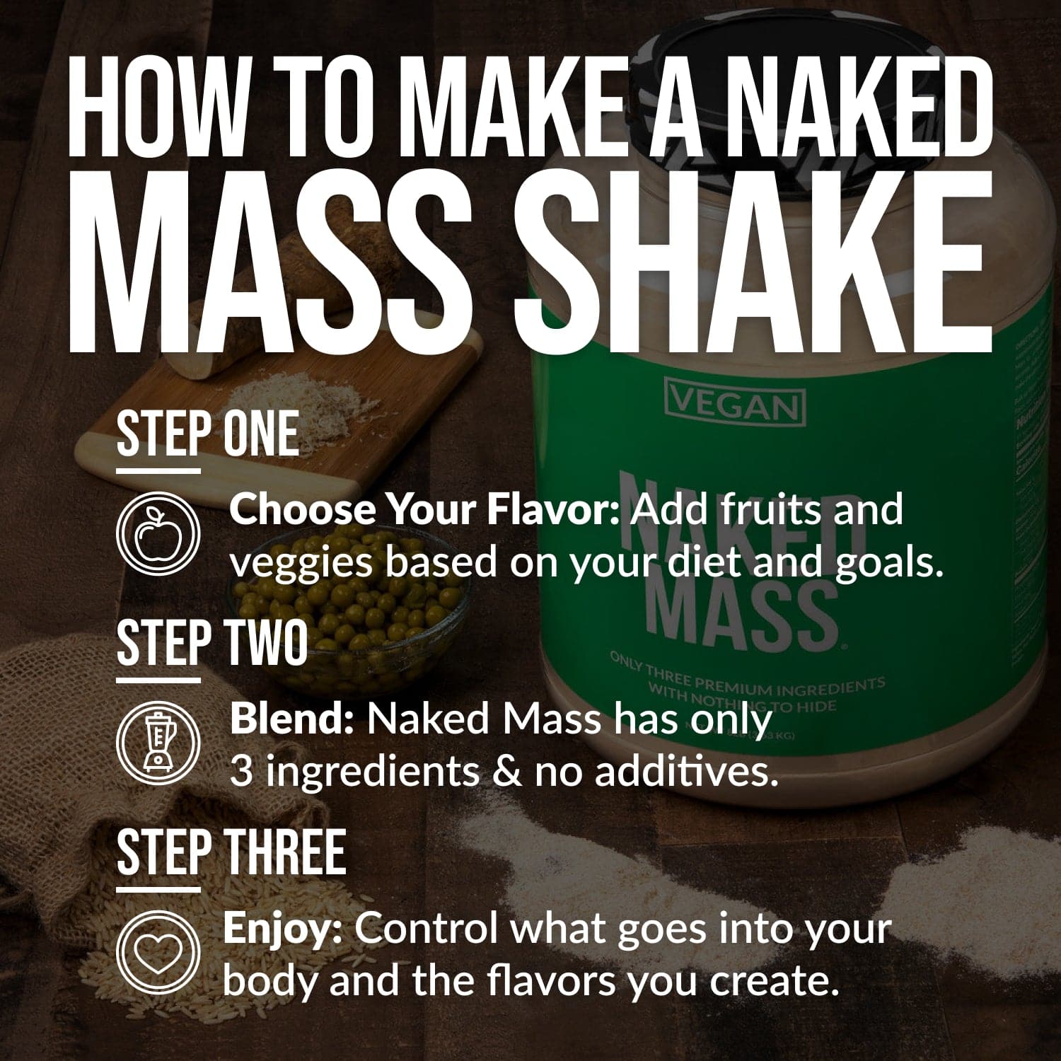 Vegan Mass Gainer Supplement - Unflavored (Vegan) 12LB | Simple Strength And Size Support
